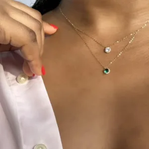 Double layered With Zircon Stone Necklace